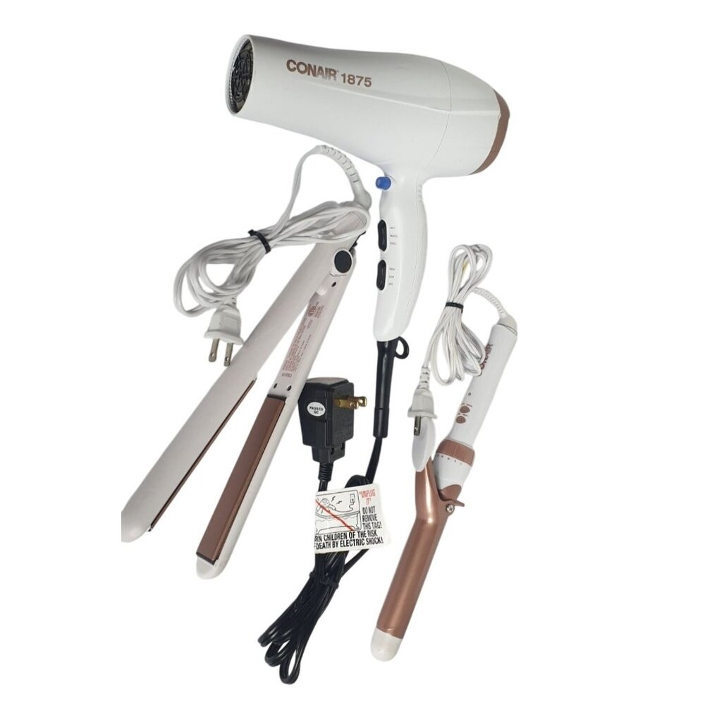 Conair Double Ceramic1875 Hair Care Set Hair Dryer Curling Iron Flat Iron Set